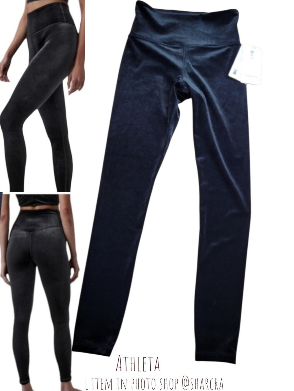 Athleta Women's Elation Velvet tights ultra high rise soft leggings black xs